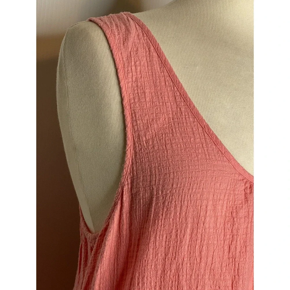 J. Crew Womens Size M Peach Tank Top Waffle Weave Cotton Casual Tassel Open Back - Picture 5 of 10
